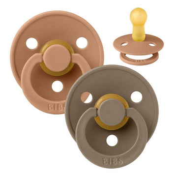 Bibs Round Colour Pacifier - 2-Pack - sz. 2 - natural rubber - Earth/Dark Oak 