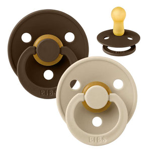 Sucette BIBS ronde Colour - Lot de 2 - Taille 2 - Caoutchouc naturel - Mocha/Vanilla