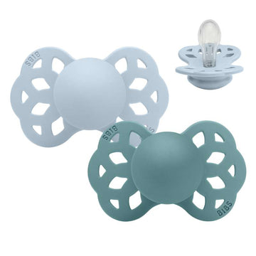 BIBS Symmetrisches Infinity-Sut - 2er-Pack - Gr. 1 - Silikon - Baby Blau/Insel Meer 