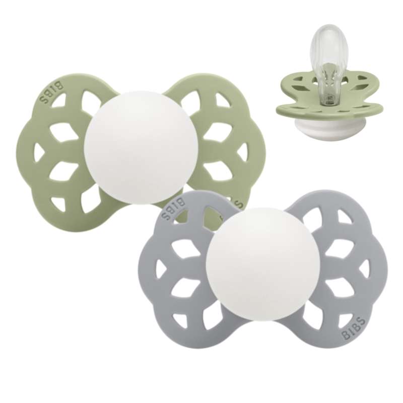 BIBS Symmetrisches Infinity-Sut - 2er-Pack - Gr. 2 - Silikon - GLOW - Salbei/Wolke 
