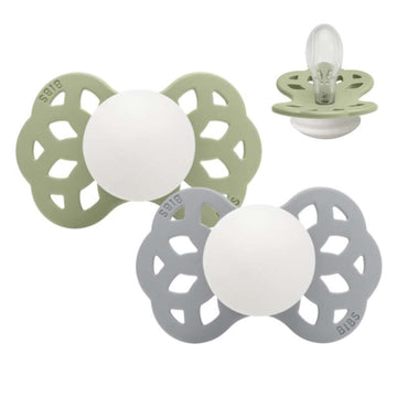 BIBS Symmetrisches Infinity-Sut - 2er-Pack - Gr. 2 - Silikon - GLOW - Salbei/Wolke 