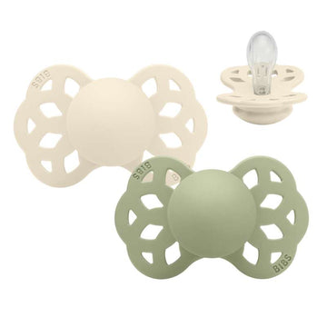 BIBS Symmetric Infinity Sut - 2-Pack - sz. 1 - Silicone - Ivory/Sage 