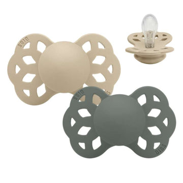 BIBS Symmetric Infinity Sut - 2-Pack - sz. 1 - Silicone - Vanilla/Pine 