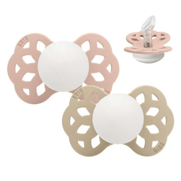 BIBS Anatomique Infinity Sut - 2-Pak - t. 1 - Silicone - GLOW - Blush/Vanille 