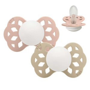 BIBS Sucette Infinity symétrique - lot de 2 - Taille 2 - Silicone - GLOW - Blush/Vanilla