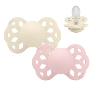 BIBS Symmetric Infinity Sut - 2-Pack - sz. 2 - Silicone - Ivory/Blossom 