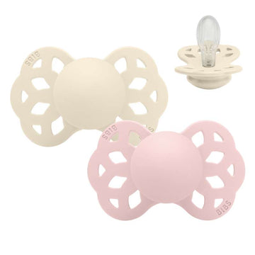 BIBS Symmetric Infinity Sut - 2-Pack - sz. 2 - Silicone - Ivory/Blossom 