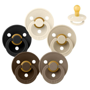 Bibs Round Colour Pacifier - bundle - 5 pcs. - sz. 1 - 50 Shades of Coffee 