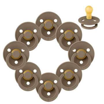 Bibs Round Colour Pacifier - bundle - 8 pcs. - sz. 1 - Dark Oak 