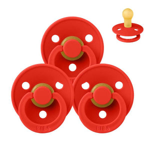 Bibs Round Colour Pacifier - bundle - 3 pcs. - sz. 1 - Candy Apple 