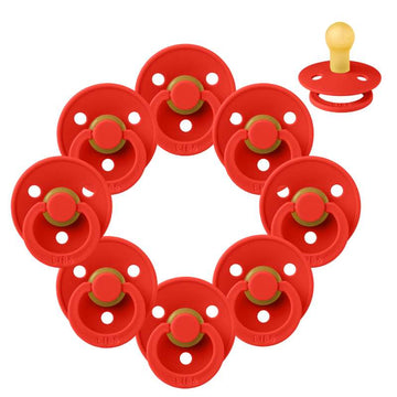 Bibs Round Colour Pacifier - bundle - 8 pcs. - sz. 1 - Candy Apple 