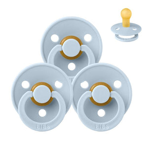 BIBS Round Colour Pacifier - Multipack - 3 pcs. - Size 1 - Baby Blue