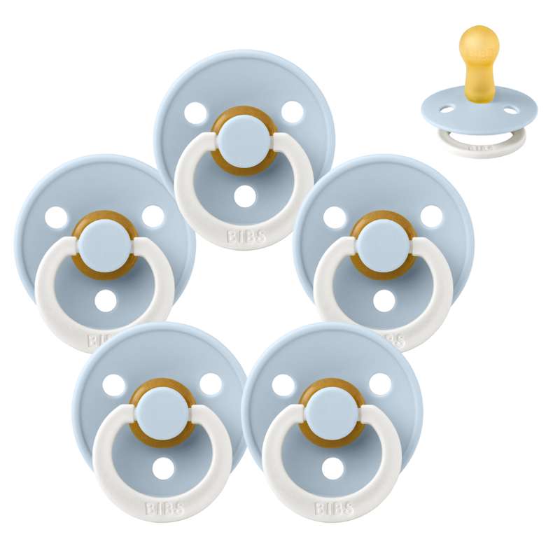 Bibs Rund Colour Schnuller - bundle - 5 Stück - Gr. 2 - GLOW - Baby Blau 