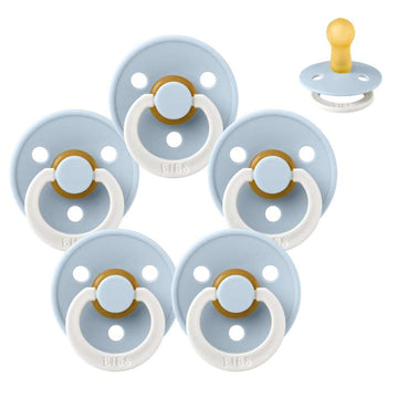 Bibs Rund Colour Schnuller - bundle - 5 Stück - Gr. 2 - GLOW - Baby Blau 