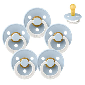Succhietto Bibs Rotondo Colour - pacchetto - 5 pezzi - tg. 2 - GLOW - Azzurro Baby 