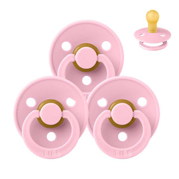 Bibs Round Colour Pacifier - bundle - 3 pcs. - sz. 1 - Baby Pink 