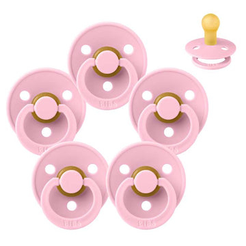 Sucette Bibs Rond Colour - pack - 5 pièces - t. 1 - Rose bébé 