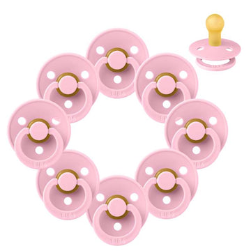 Sucette Bibs Rond Colour - pack - 8 pièces - t. 1 - Rose bébé 