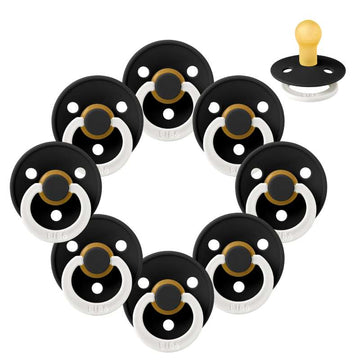 Bibs Round Colour Pacifier - bundle - 8 pcs. - sz. 1 - GLOW - Black 