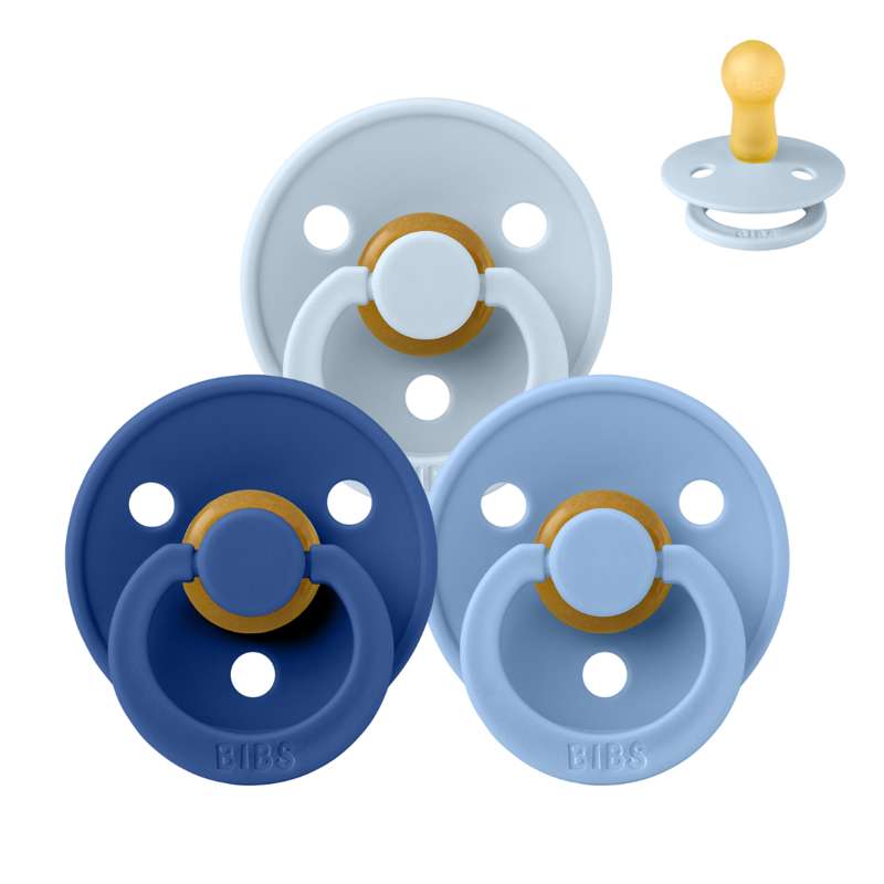 Sucette Bibs Rond Colour - pack - 3 pièces - t. 2 - Bébé aux yeux bleus 