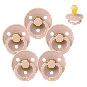 Bibs Round Colour Pacifier - bundle - 5 pcs. - sz. 1 - Blush 