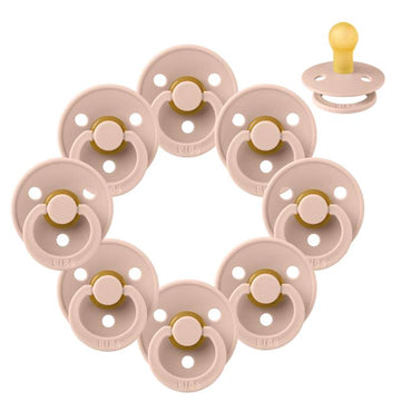 Bibs Round Colour Pacifier - bundle - 8 pcs. - sz. 1 - Blush 