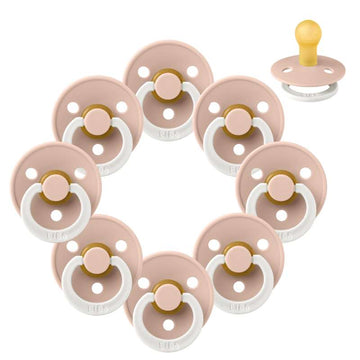 Bibs Round Colour Pacifier - bundle - 8 pcs. - sz. 1 - GLOW - Blush 