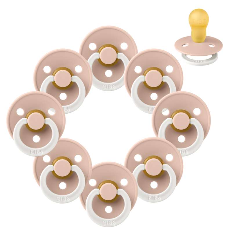 Bibs Στρογγυλή Colour Πιπίλα - bundle - 8 τεμ. - μεγ. 3 - GLOW - Ρουζ 