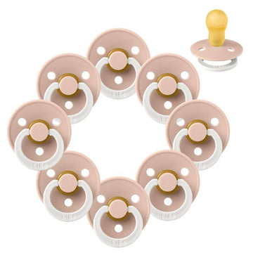 Bibs Στρογγυλή Colour Πιπίλα - bundle - 8 τεμ. - μεγ. 3 - GLOW - Ρουζ 