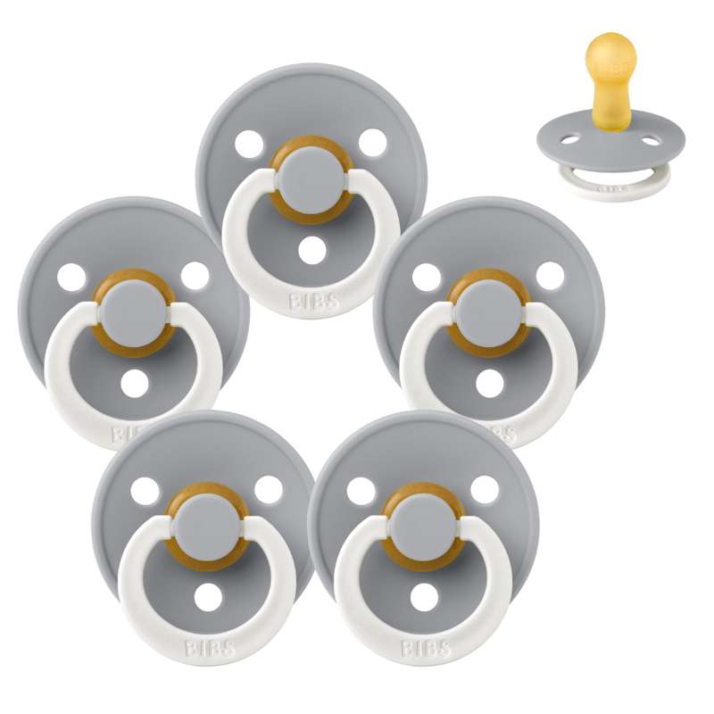Bibs Кръгъл Colour Биберон - bundle - 5 бр. - р-р 2 - GLOW - Облак 