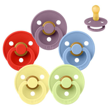 Bibs Ronde Colour Fopspeen - bundle - 5 stuks - mt. 2 - Kleuren van de Regenboog 