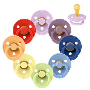 Bibs Round Colour Pacifier - bundle - 8 pcs. - sz. 2 - Colours of The Rainbow 