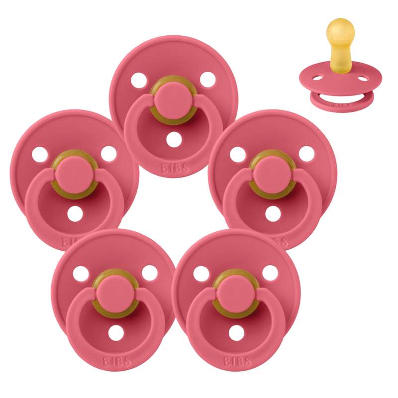 Smoczek Bibs Okrągły Colour - bundle - 5 szt. - roz. 2 - Korall 