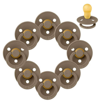 Bibs Round Colour Pacifier - bundle - 8 pcs. - sz. 3 - Dark Oak 