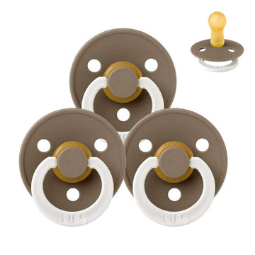 Bibs Στρογγυλή Colour Πιπίλα - bundle - 3 τεμ. - μεγ. 2 - GLOW - Σκούρο Δρυς 