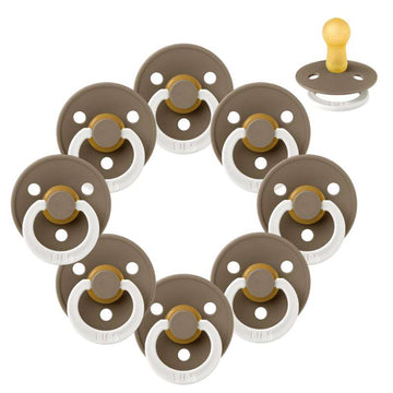 Bibs Στρογγυλή Colour Πιπίλα - bundle - 8 τεμ. - μεγ. 2 - GLOW - Σκούρο Δρυς 