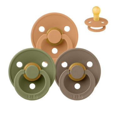 Bibs Round Colour Pacifier - bundle - 3 pcs. - sz. 1 - Green and Terracotta 