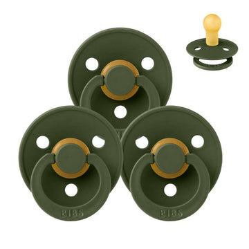 Bibs Round Colour Pacifier - bundle - 3 pcs. - sz. 1 - Hunter Green 