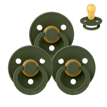 Bibs Round Colour Pacifier - bundle - 3 pcs. - sz. 3 - Hunter Green 