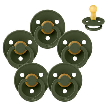 Sucette Bibs Rond Colour - pack - 5 pièces - t. 2 - Vert chasseur 