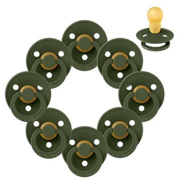 Bibs Round Colour Pacifier - bundle - 8 pcs. - sz. 3 - Hunter Green 