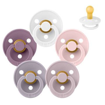 Bibs Round Colour Pacifier - bundle - 5 pcs. - sz. 1 - Lovely Lilacs 