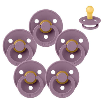 Bibs Round Colour Pacifier - bundle - 5 pcs. - sz. 1 - Mauve 