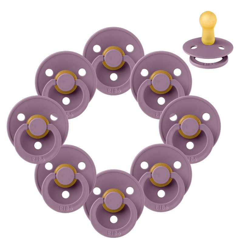 Bibs Кръгъл Colour Биберон - bundle - 8 бр. - р-р 2 - Мав 