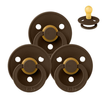 Bibs Round Colour Pacifier - bundle - 3 pcs. - sz. 1 - Mocha 