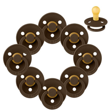 Bibs Round Colour Pacifier - bundle - 8 pcs. - sz. 1 - Mocha 
