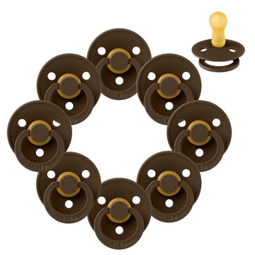 Bibs Round Colour Pacifier - bundle - 8 pcs. - sz. 2 - Mocha 