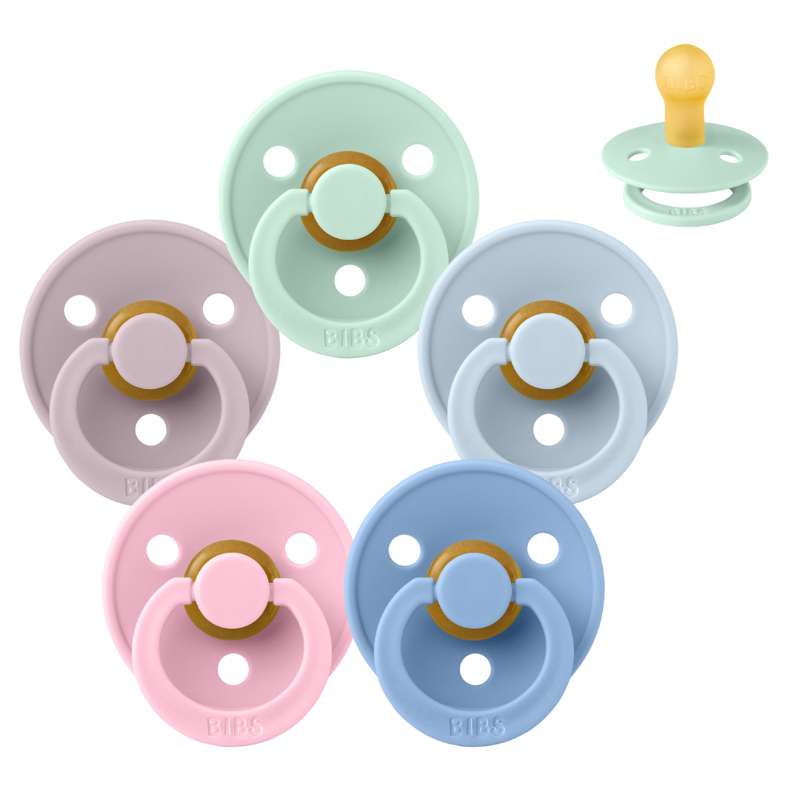 Bibs Στρογγυλή Colour Πιπίλα - bundle - 5 τμχ. - μεγ. 1 - Παράδεισος Παστέλ 