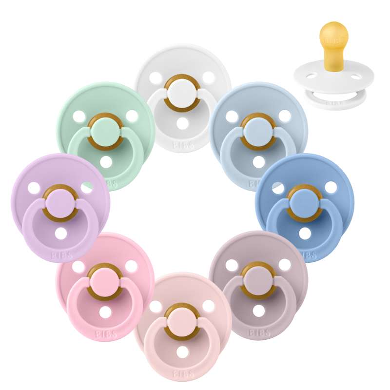 Bibs Στρογγυλή Colour Πιπίλα - bundle - 8 τεμ. - μεγ. 1 - Παράδεισος Παστέλ 