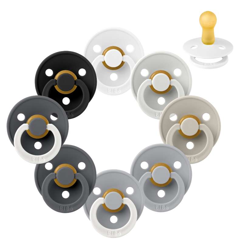 Bibs Ronde Colour Fopspeen - bundle - 8 st. - mt. 2 - Regenachtige Dag 